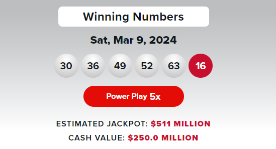 Powerball Jackpot Result of March 9, 2024