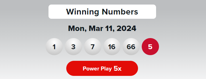 Powerball Jackpot Result of March 11, 2024